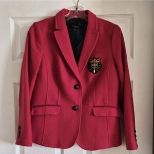 Talbots Red Blazer with Embroidered Patch